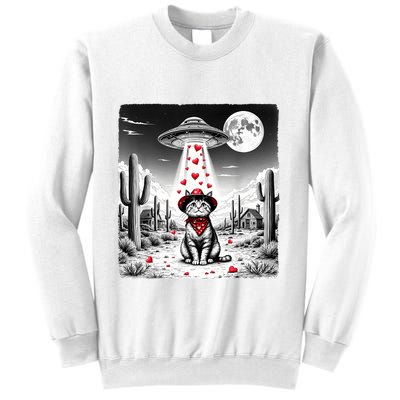 Cowboy Cat Ufo Meme Funny Cat Ufos ValentineS Day Cat Lover Sweatshirt