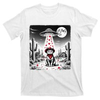 Cowboy Cat Ufo Meme Funny Cat Ufos ValentineS Day Cat Lover T-Shirt