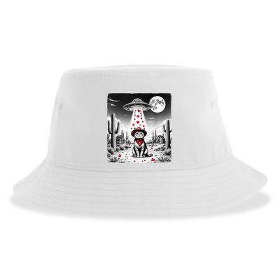 Cowboy Cat Ufo Meme Funny Cat Ufos ValentineS Day Cat Lover Sustainable Bucket Hat