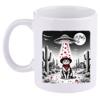 Cowboy Cat Ufo Meme Funny Cat Ufos ValentineS Day Cat Lover 11oz C Handle Ceramic Mug