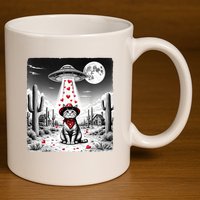 Cowboy Cat Ufo Meme Funny Cat Ufos ValentineS Day Cat Lover 11oz C Handle Ceramic Mug