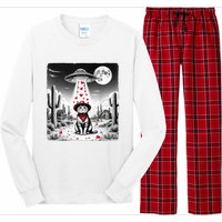 Cowboy Cat Ufo Meme Funny Cat Ufos ValentineS Day Cat Lover Long Sleeve Pajama Set