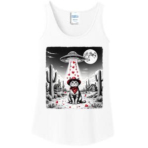 Cowboy Cat Ufo Meme Funny Cat Ufos ValentineS Day Cat Lover Ladies Essential Tank