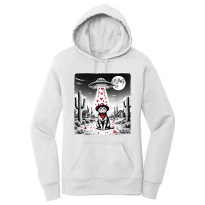 Cowboy Cat Ufo Meme Funny Cat Ufos ValentineS Day Cat Lover Women's Pullover Hoodie