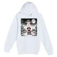 Cowboy Cat Ufo Meme Funny Cat Ufos ValentineS Day Cat Lover Premium Pullover Hoodie