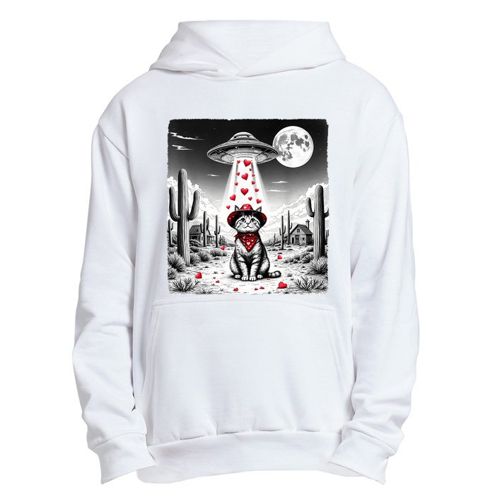 Cowboy Cat Ufo Meme Funny Cat Ufos ValentineS Day Cat Lover Urban Pullover Hoodie