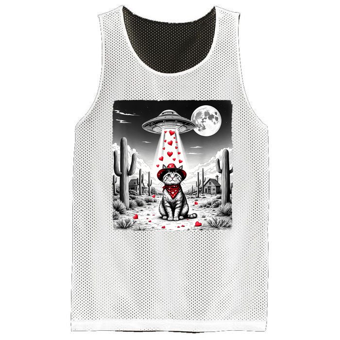 Cowboy Cat Ufo Meme Funny Cat Ufos ValentineS Day Cat Lover Mesh Reversible Basketball Jersey Tank