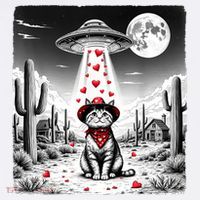 Cowboy Cat Ufo Meme Funny Cat Ufos ValentineS Day Cat Lover Cooling Performance Long Sleeve Crew