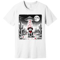 Cowboy Cat Ufo Meme Funny Cat Ufos ValentineS Day Cat Lover Premium T-Shirt