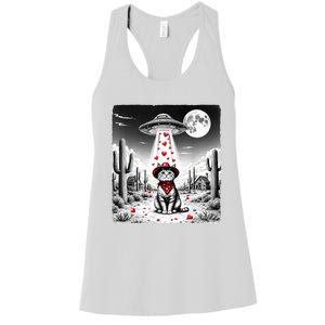 Cowboy Cat Ufo Meme Funny Cat Ufos ValentineS Day Cat Lover Women's Racerback Tank