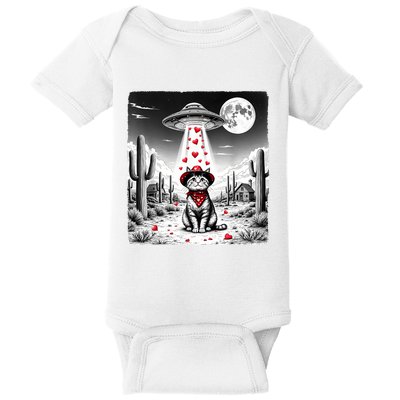 Cowboy Cat Ufo Meme Funny Cat Ufos ValentineS Day Cat Lover Baby Bodysuit