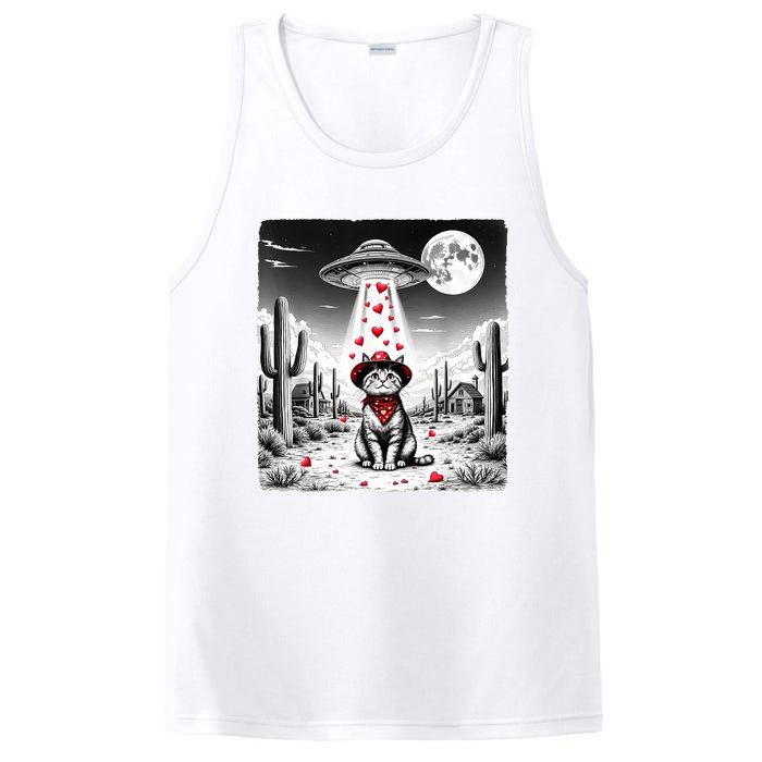 Cowboy Cat Ufo Meme Funny Cat Ufos ValentineS Day Cat Lover PosiCharge Competitor Tank