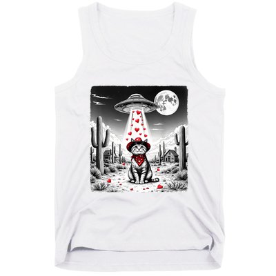 Cowboy Cat Ufo Meme Funny Cat Ufos ValentineS Day Cat Lover Tank Top