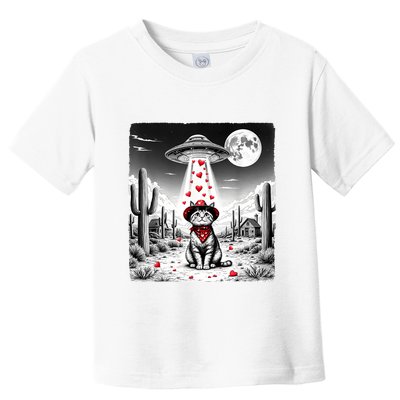 Cowboy Cat Ufo Meme Funny Cat Ufos ValentineS Day Cat Lover Toddler T-Shirt