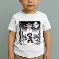 Cowboy Cat Ufo Meme Funny Cat Ufos ValentineS Day Cat Lover Toddler T-Shirt