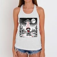 Cowboy Cat Ufo Meme Funny Cat Ufos ValentineS Day Cat Lover Women's Knotted Racerback Tank