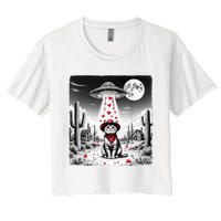 Cowboy Cat Ufo Meme Funny Cat Ufos ValentineS Day Cat Lover Women's Crop Top Tee