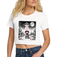 Cowboy Cat Ufo Meme Funny Cat Ufos ValentineS Day Cat Lover Crop Top
