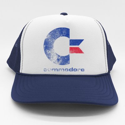 Commodore C64 Uppercase Letter Stone Washed Grunge Effect Trucker Hat