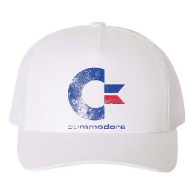 Commodore C64 Uppercase Letter Stone Washed Grunge Effect Yupoong Adult 5-Panel Trucker Hat