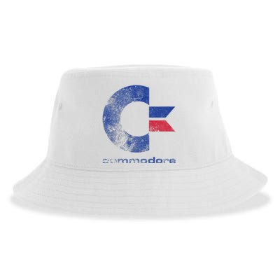 Commodore C64 Uppercase Letter Stone Washed Grunge Effect Sustainable Bucket Hat