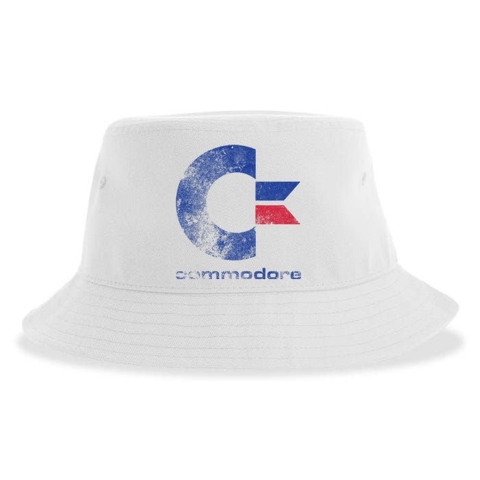 Commodore C64 Uppercase Letter Stone Washed Grunge Effect Sustainable Bucket Hat