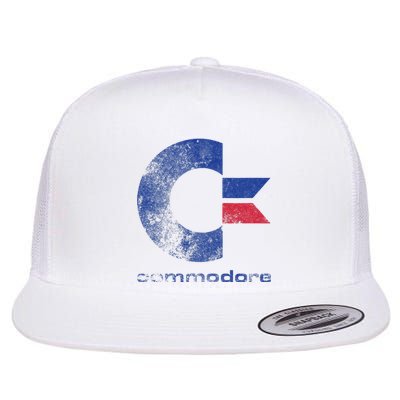 Commodore C64 Uppercase Letter Stone Washed Grunge Effect Flat Bill Trucker Hat