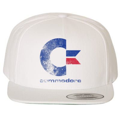 Commodore C64 Uppercase Letter Stone Washed Grunge Effect Wool Snapback Cap