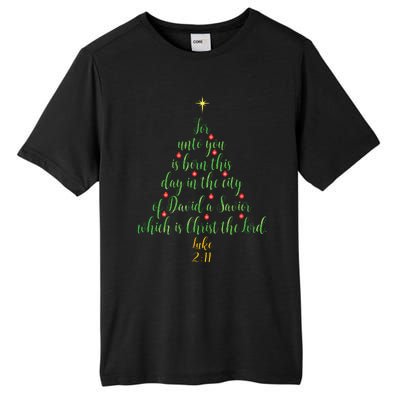 Christian Christmas Unto You Is Born A Savior Tree Tall Fusion ChromaSoft Performance T-Shirt