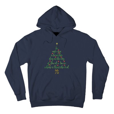 Christian Christmas Unto You Is Born A Savior Tree Hoodie