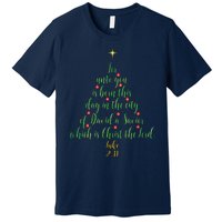 Christian Christmas Unto You Is Born A Savior Tree Premium T-Shirt