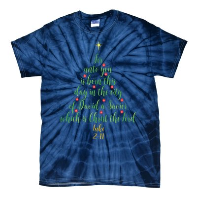 Christian Christmas Unto You Is Born A Savior Tree Tie-Dye T-Shirt