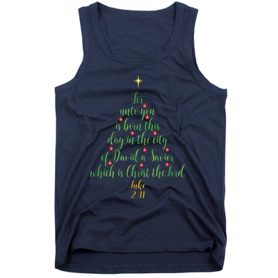 Christian Christmas Unto You Is Born A Savior Tree Tank Top