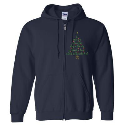 Christian Christmas Unto You Is Born A Savior Tree Full Zip Hoodie