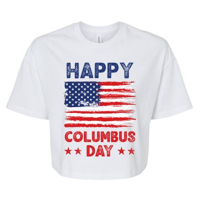 Christopher Columbus Usa Vintage Flag Happy Columbus Day Bella+Canvas Jersey Crop Tee