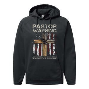 Christian Cross USA Flag Pastor Warning Performance Fleece Hoodie