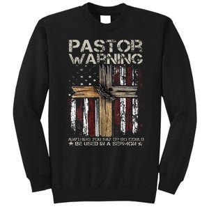 Christian Cross USA Flag Pastor Warning Sweatshirt