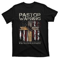 Christian Cross USA Flag Pastor Warning T-Shirt