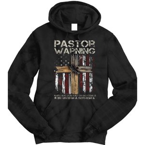 Christian Cross USA Flag Pastor Warning Tie Dye Hoodie