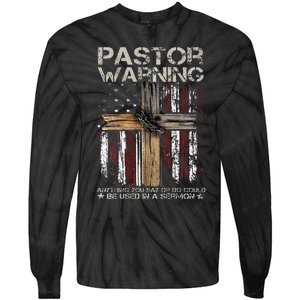 Christian Cross USA Flag Pastor Warning Tie-Dye Long Sleeve Shirt