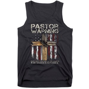 Christian Cross USA Flag Pastor Warning Tank Top