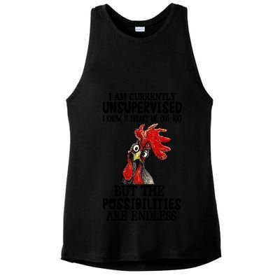 Chick Chicken Unsupervised But The Possibilities Are Endless Ladies PosiCharge Tri-Blend Wicking Tank