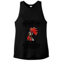 Chick Chicken Unsupervised But The Possibilities Are Endless Ladies PosiCharge Tri-Blend Wicking Tank