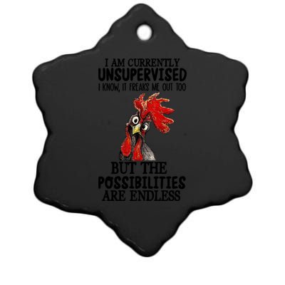 Chick Chicken Unsupervised But The Possibilities Are Endless Ceramic Star Ornament