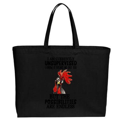 Chick Chicken Unsupervised But The Possibilities Are Endless Cotton Canvas Jumbo Tote