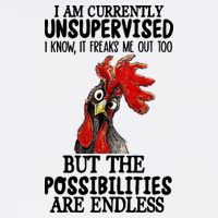 Chick Chicken Unsupervised But The Possibilities Are Endless Garment-Dyed Sweatshirt