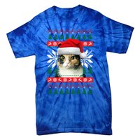 Calico Cat Ugly Christmas Sweater Style Santa Hat Kitty Mom Gift Tie-Dye T-Shirt