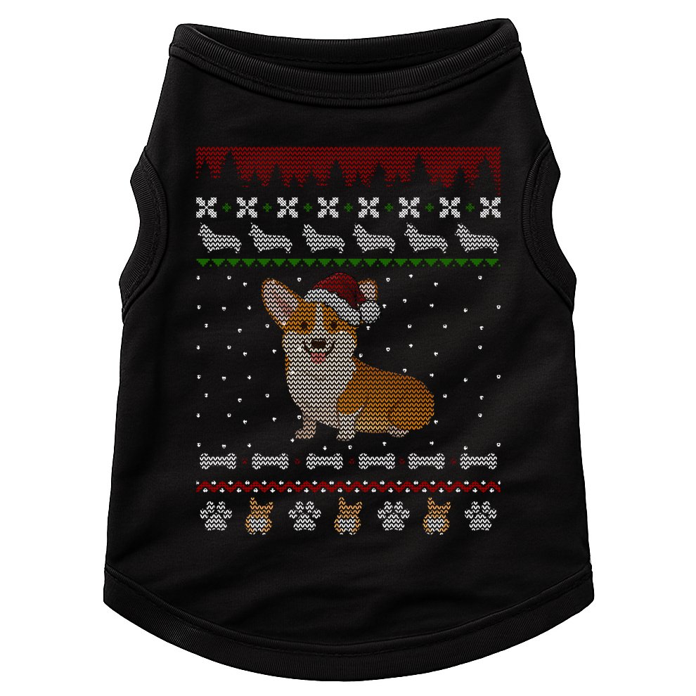 Cute Corgi Ugly Christmas Sweater Design Doggie Tank