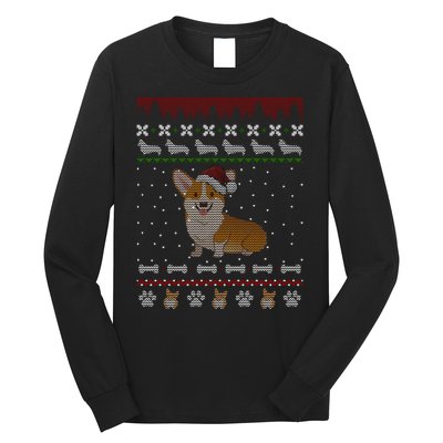 Cute Corgi Ugly Christmas Sweater Design Long Sleeve Shirt
