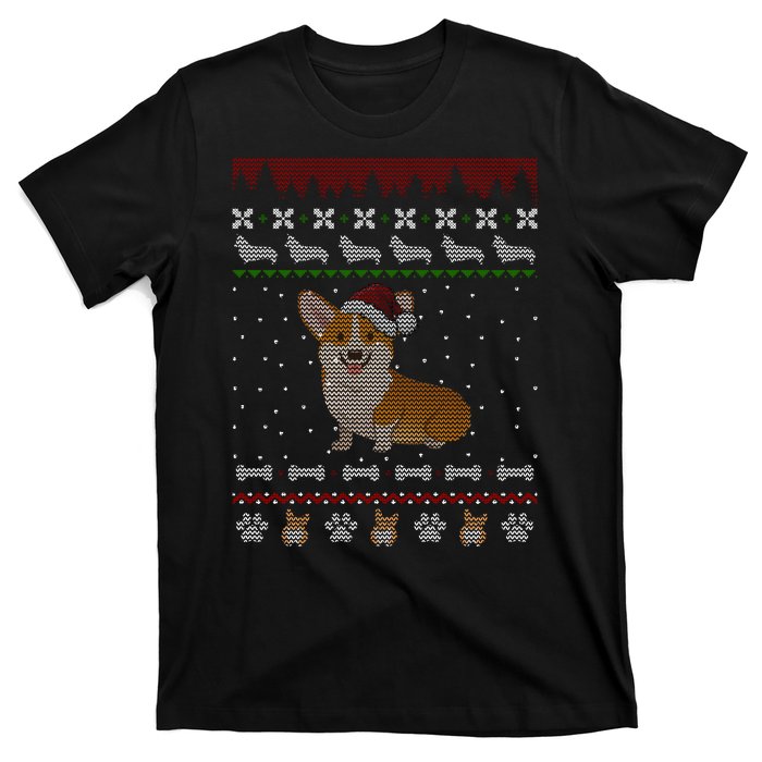 Cute Corgi Ugly Christmas Sweater Design T-Shirt